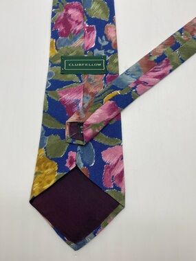 Club Fellow Men's Floral Silk Tie in Blue, Pink & Green # 0026